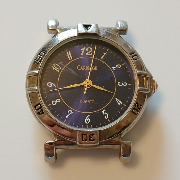 Vtg Carriage By Timex Women's Silver Blue Dial Quartz Watch Case - Corrosion - Picture 1 of 13